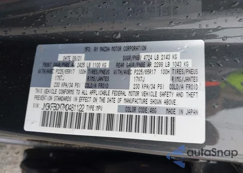 2021 Mazda Cx-5 Touring z USA, uszkodzony, nr VIN JM3KFBCM7M0481122